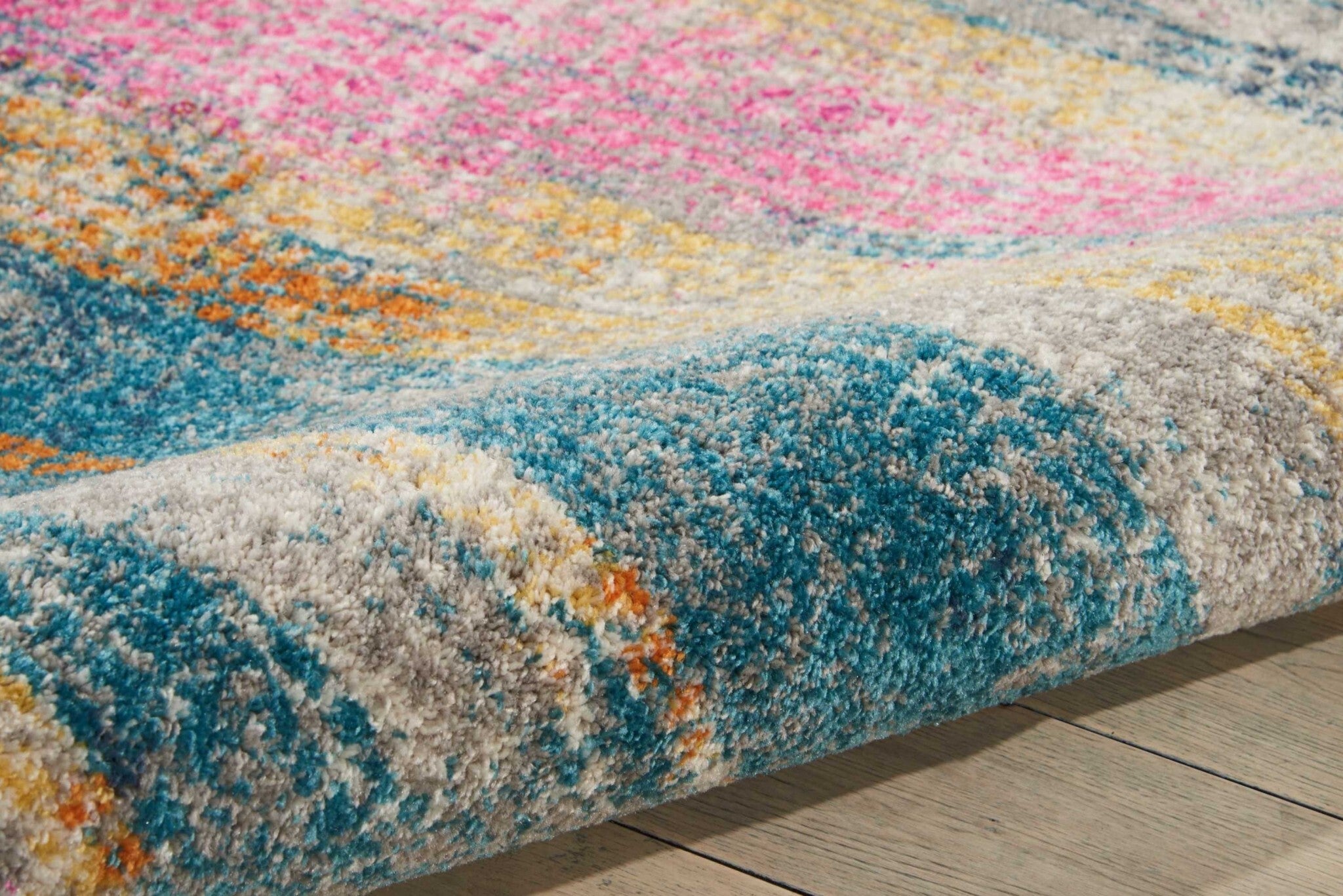 7' X 10' Gray Colorful Abstract Stripes Area Rug