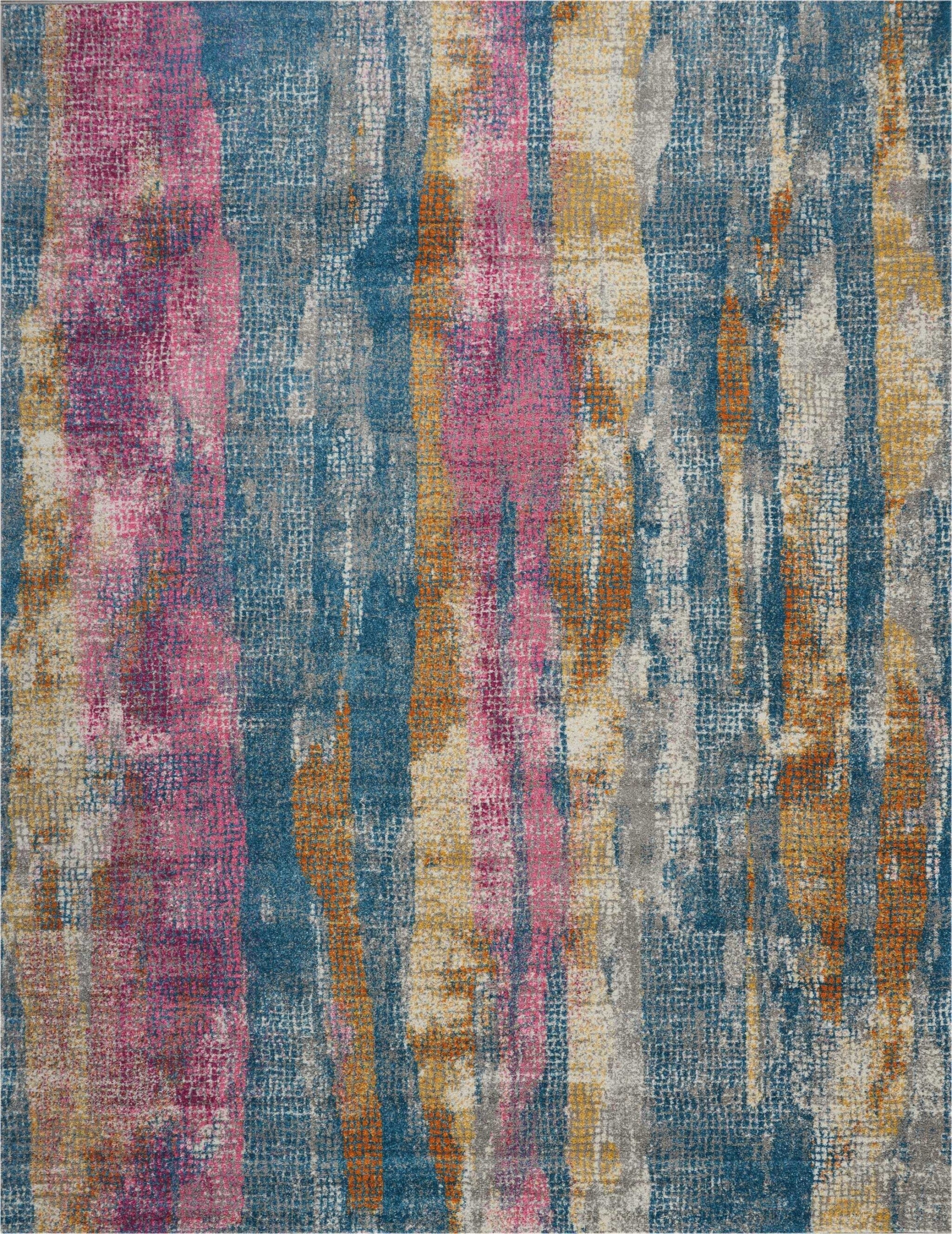 8' X 10' Gray Colorful Abstract Stripes Area Rug