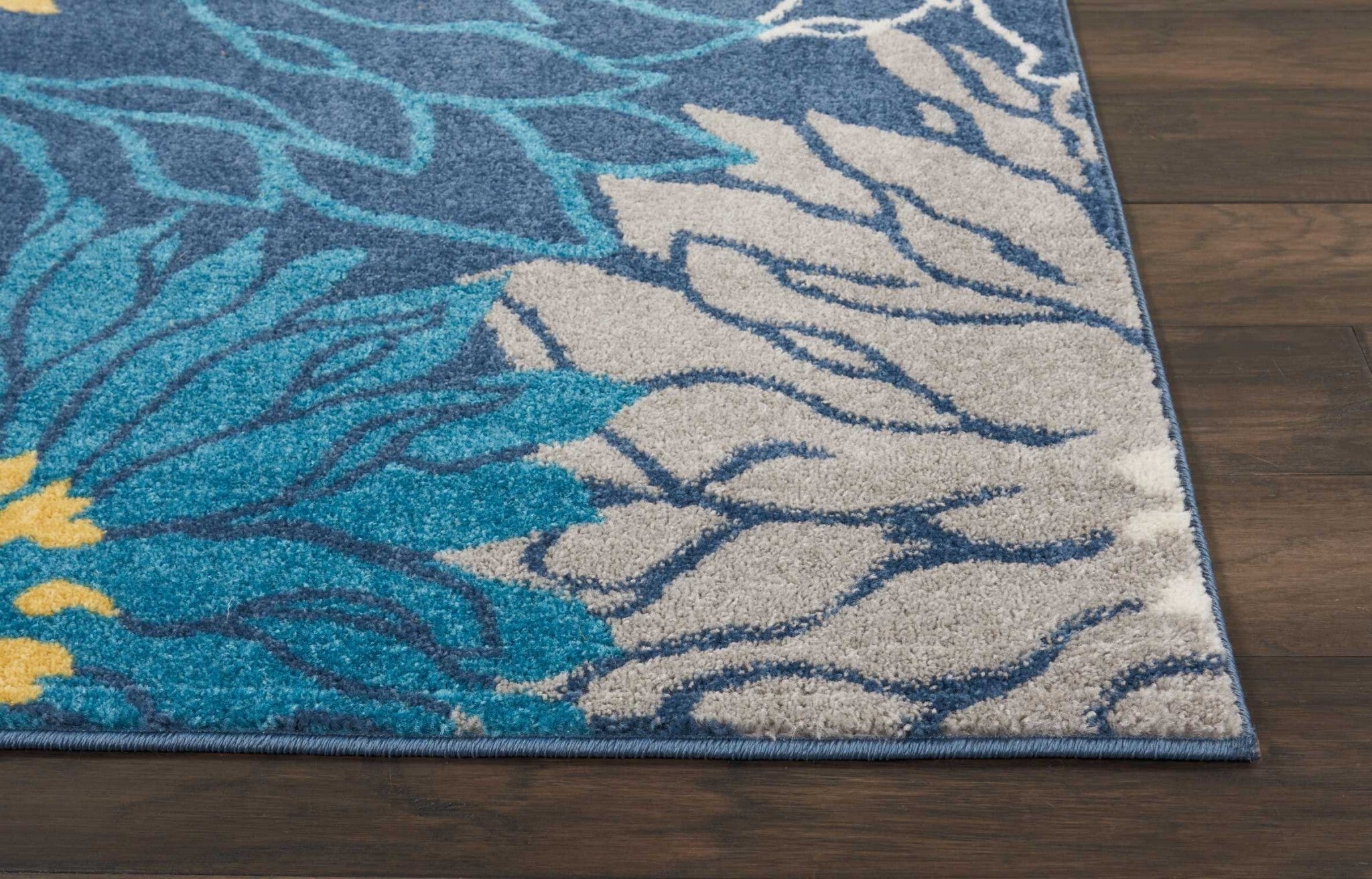 8' X 10' Blue Tropical Flower Area Rug