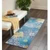 2' X 6' Blue Tropical Flower Runner Rug