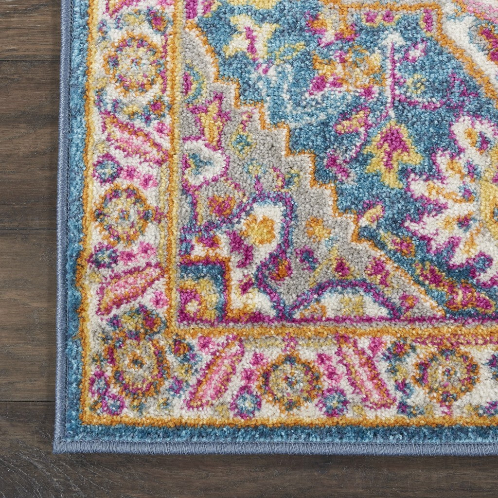 2' X 3' Teal And Pink Medallion Scatter Rug
