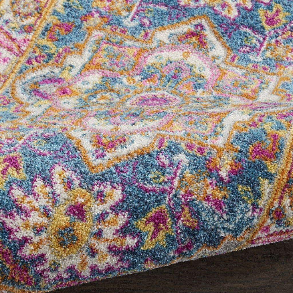2' X 3' Teal And Pink Medallion Scatter Rug