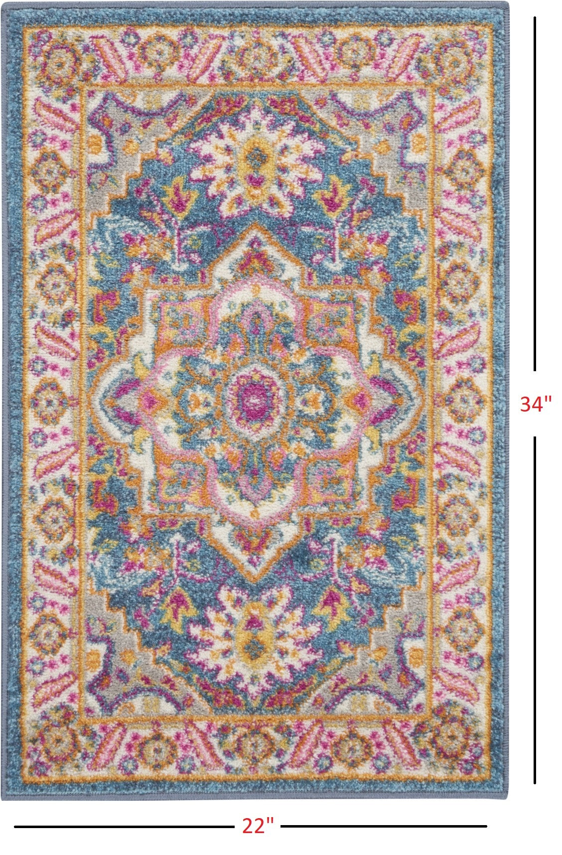 2' X 3' Teal And Pink Medallion Scatter Rug