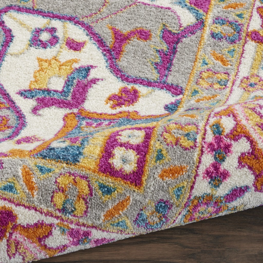 8' X 10' Teal And Pink Medallion Area Rug