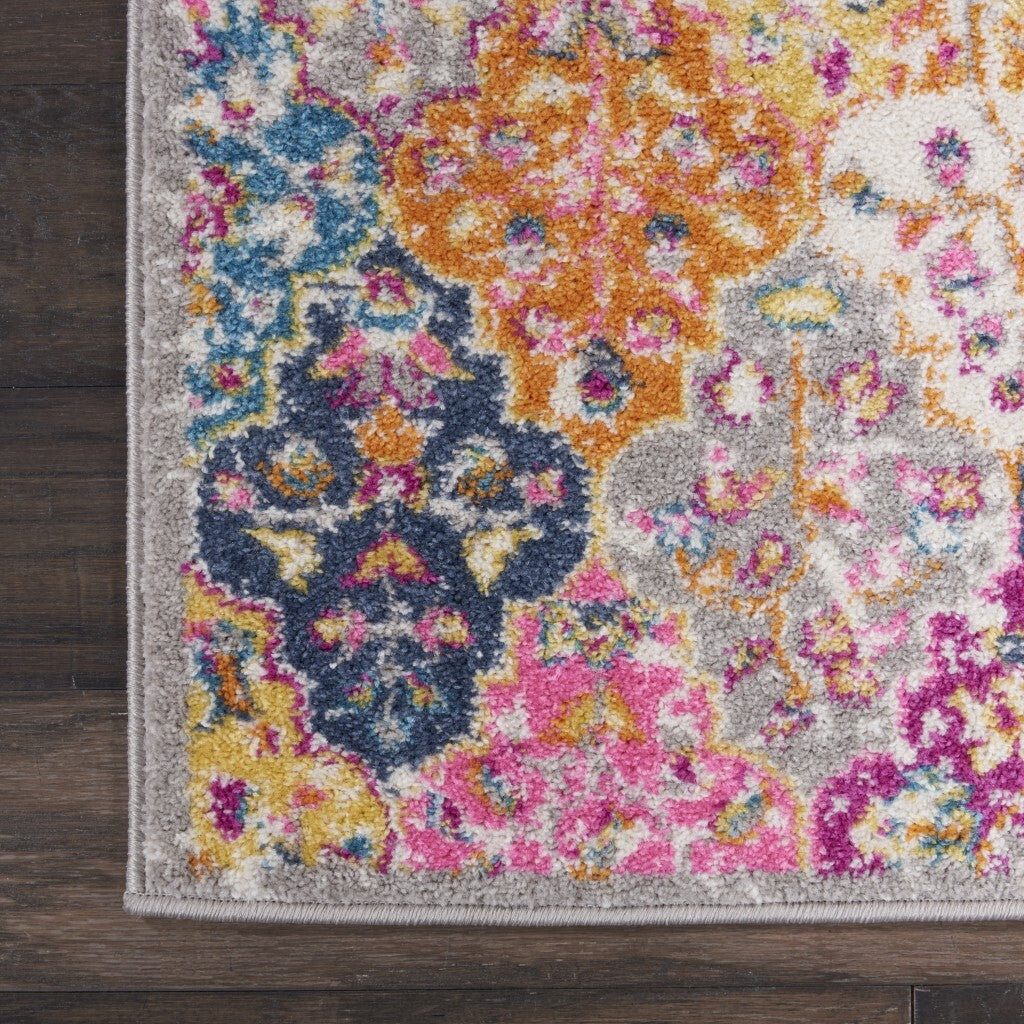 2' X 3' Muted Brights Floral Diamond Scatter Rug