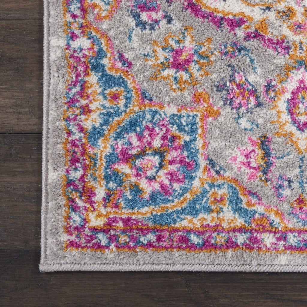 2' X 3' Gray And Pink Medallion Scatter Rug