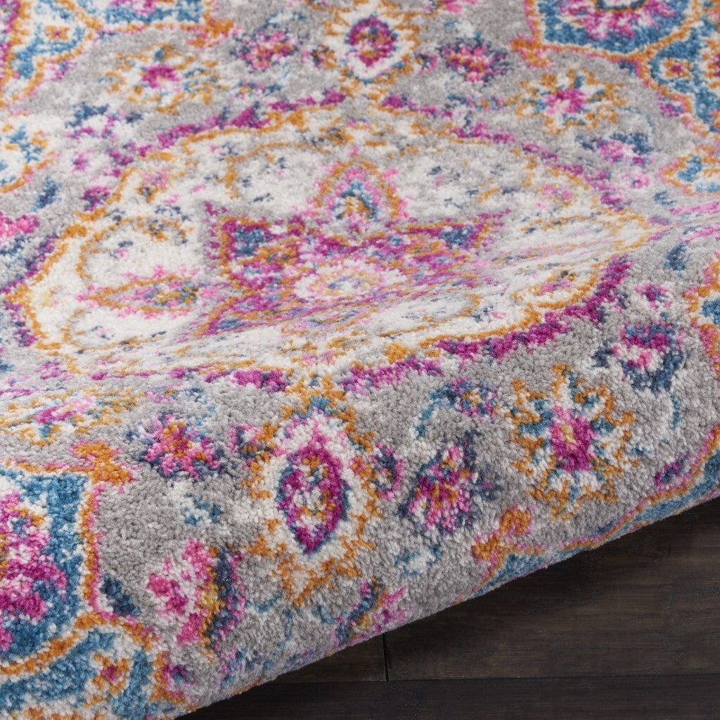 2' X 3' Gray And Pink Medallion Scatter Rug