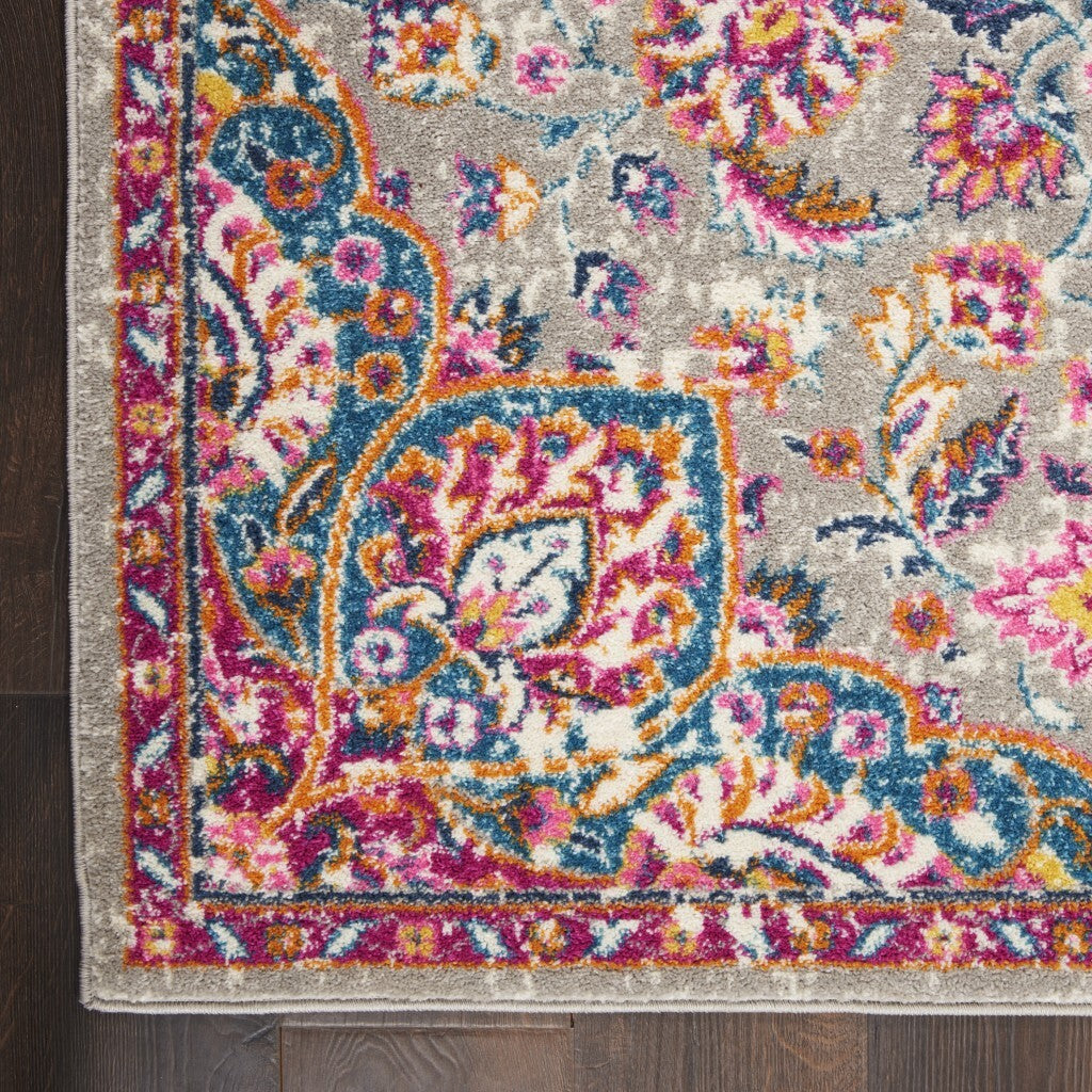 8' X 10' Gray And Pink Medallion Area Rug