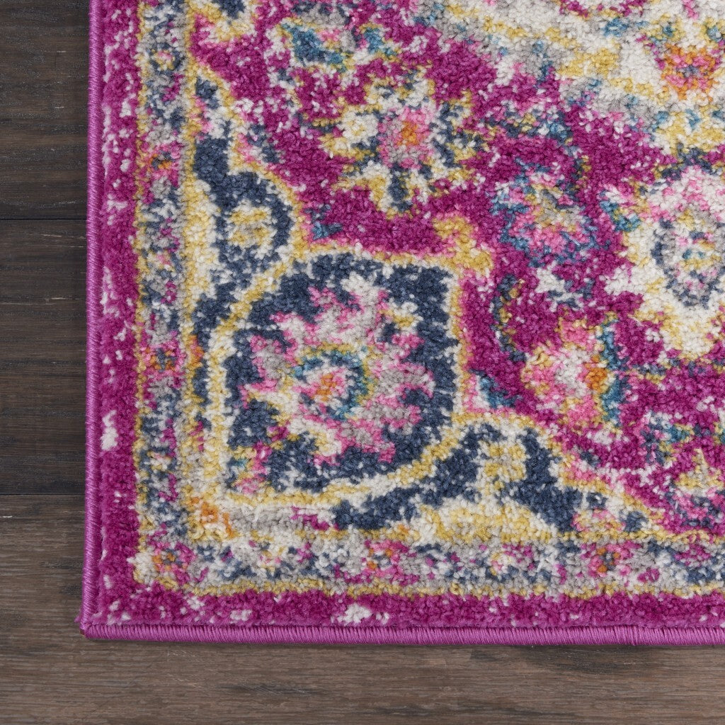 2' X 3' Pink And Ivory Medallion Scatter Rug