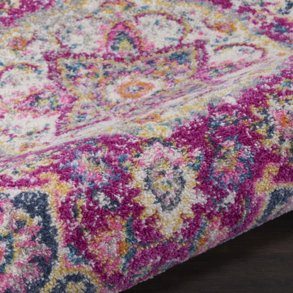 2' X 3' Pink And Ivory Medallion Scatter Rug