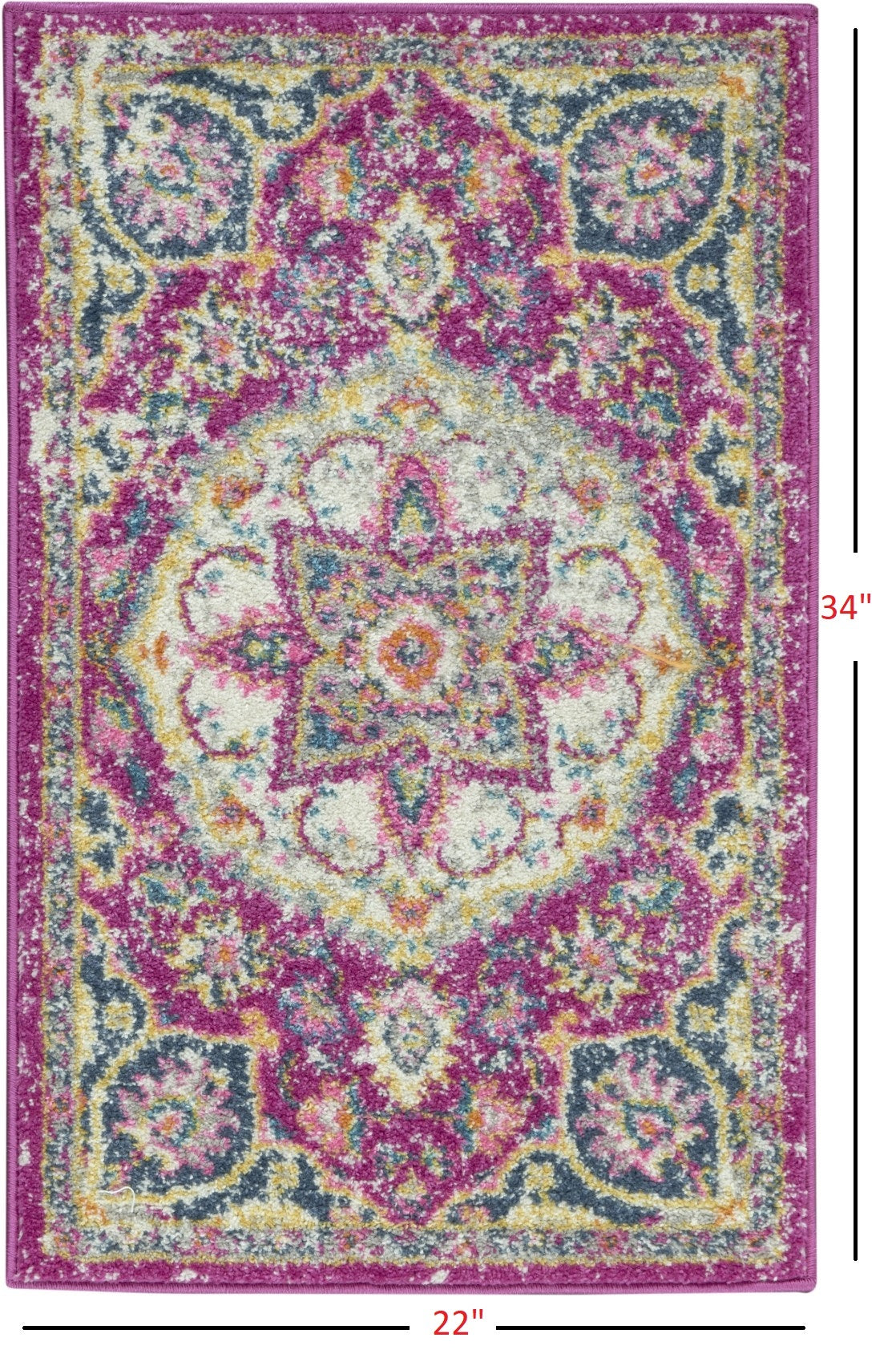 2' X 3' Pink And Ivory Medallion Scatter Rug