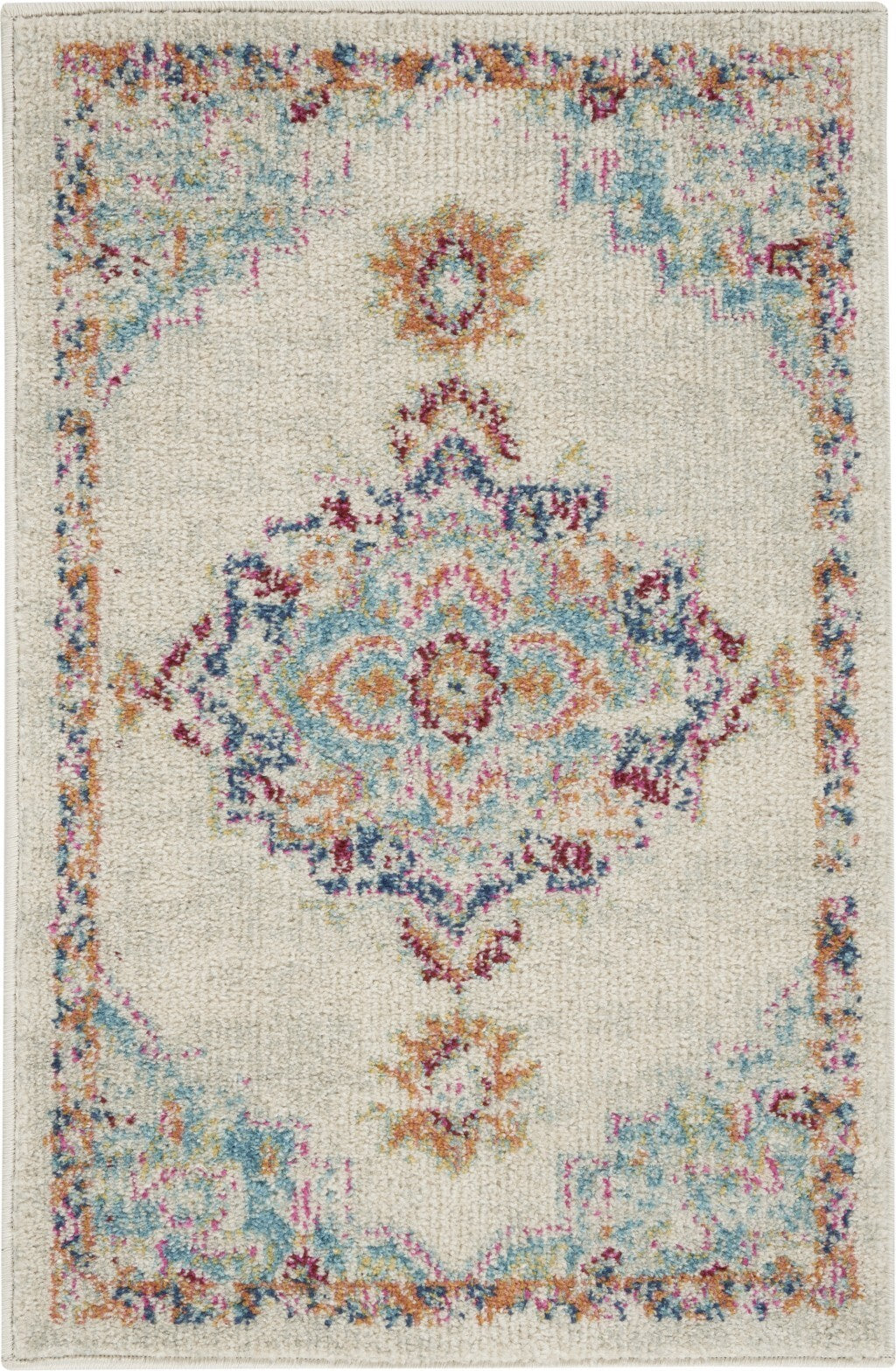 2' X 3' Gray Distressed Medallion Scatter Rug