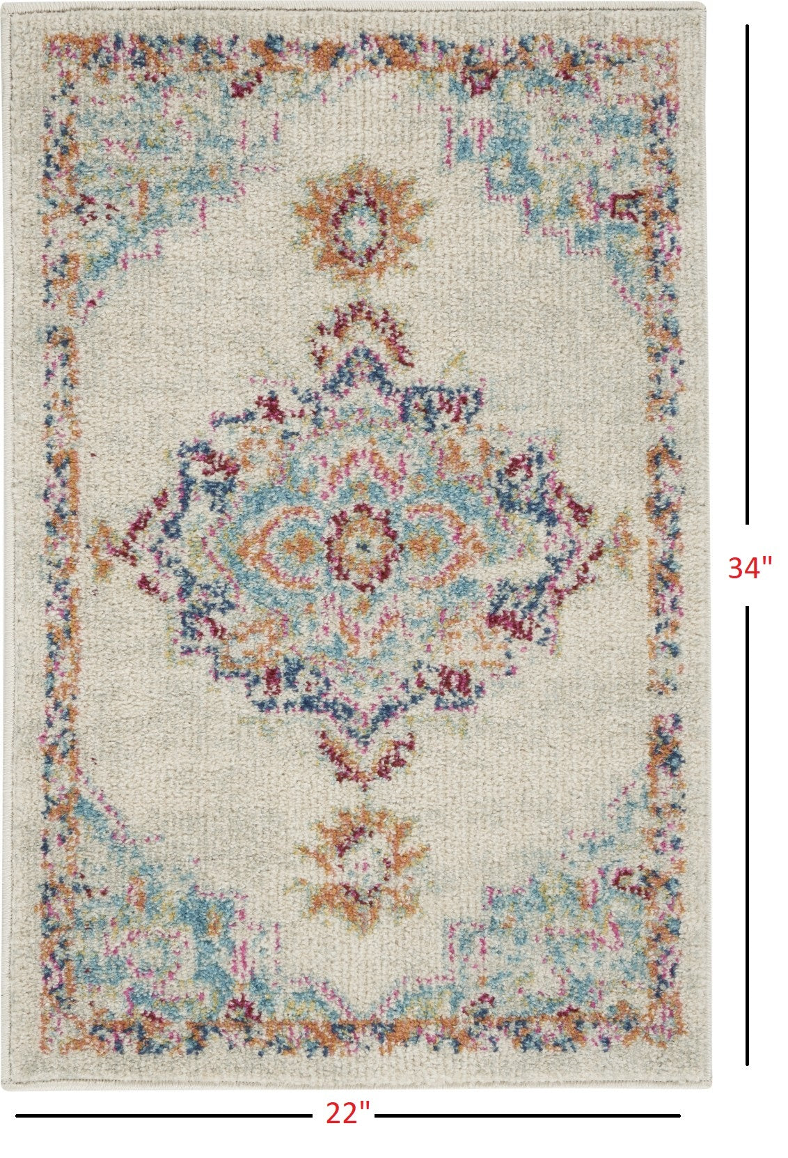 2' X 3' Gray Distressed Medallion Scatter Rug
