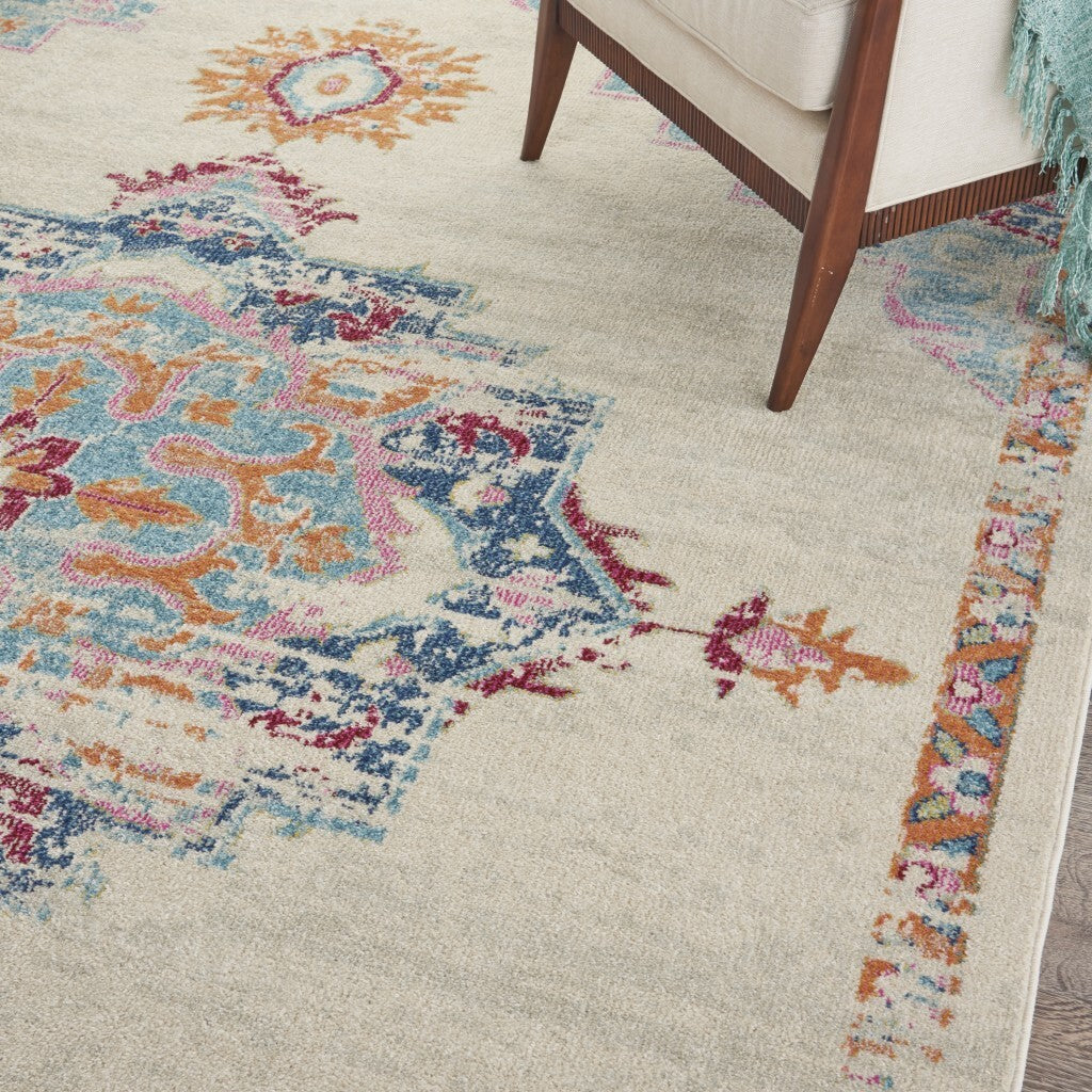 8' X 10' Gray Distressed Medallion Area Rug
