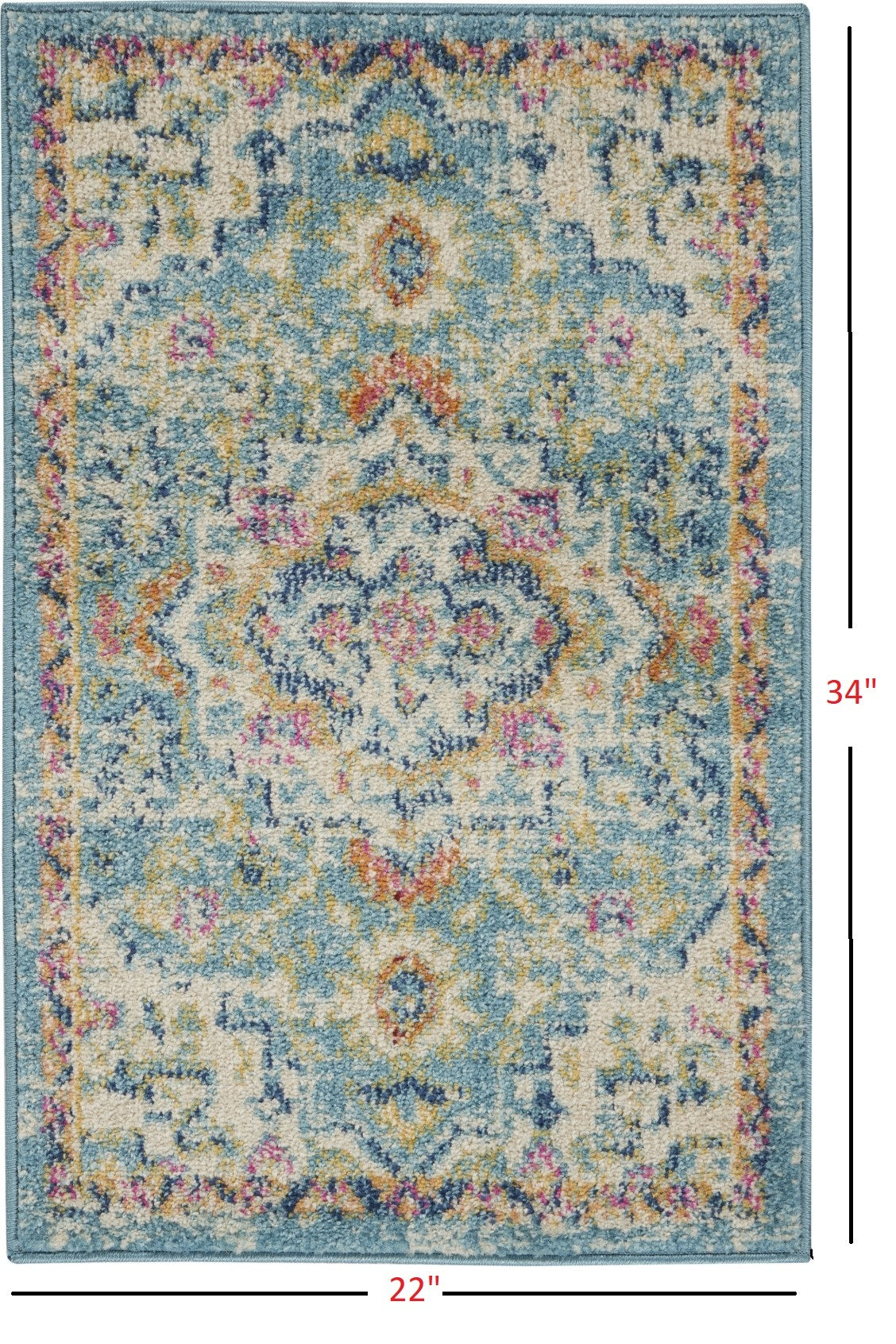 2' X 3' Light Blue And Ivory Distressed Scatter Rug