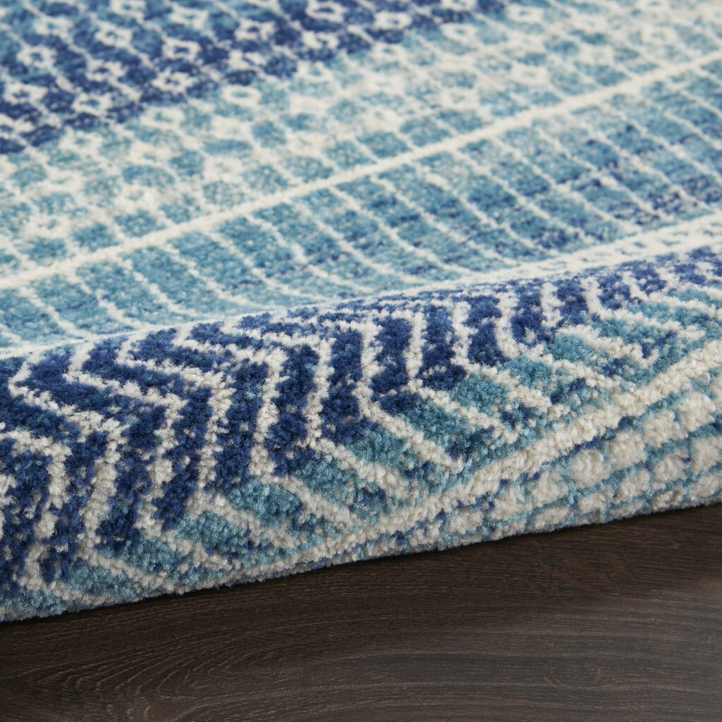 5' X 7' Navy Blue Ornate Stripes Area Rug