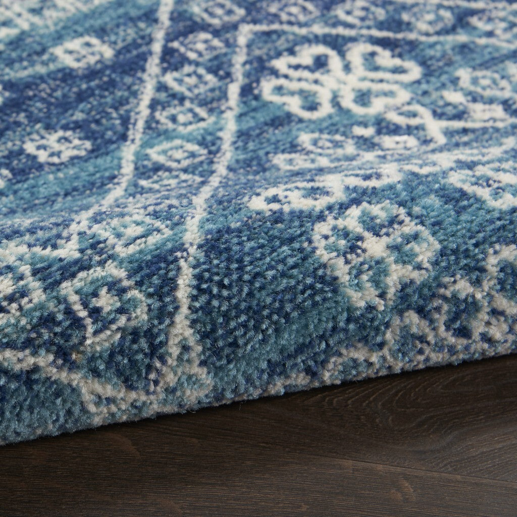 2' X 3' Navy Blue And Ivory Persian Motifs Scatter Rug