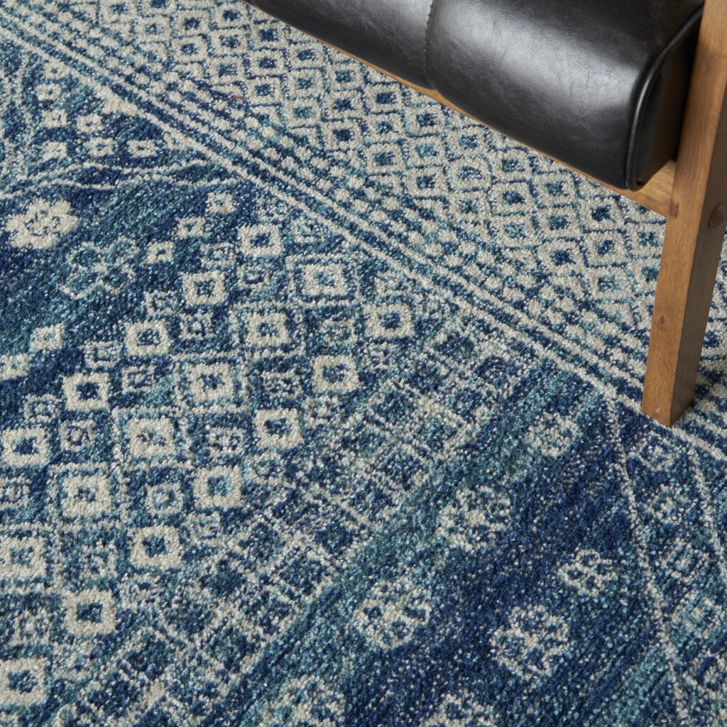 5' X 7' Navy Blue And Ivory Persian Motifs Area Rug