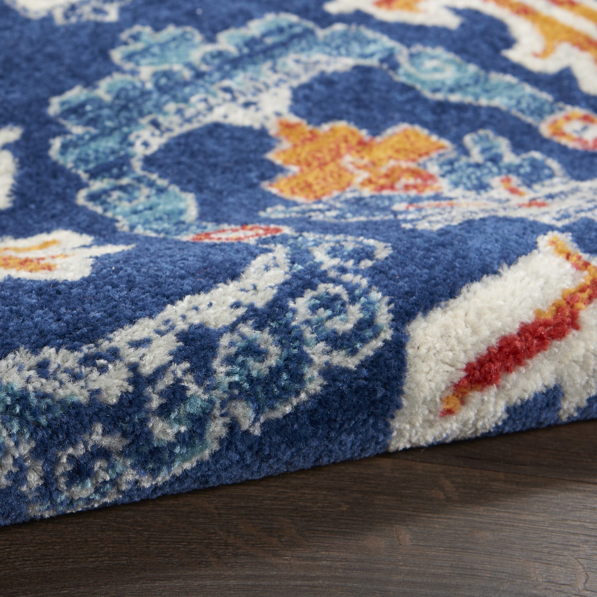 2' X 3' Blue And Ivory Persian Patterns Scatter Rug