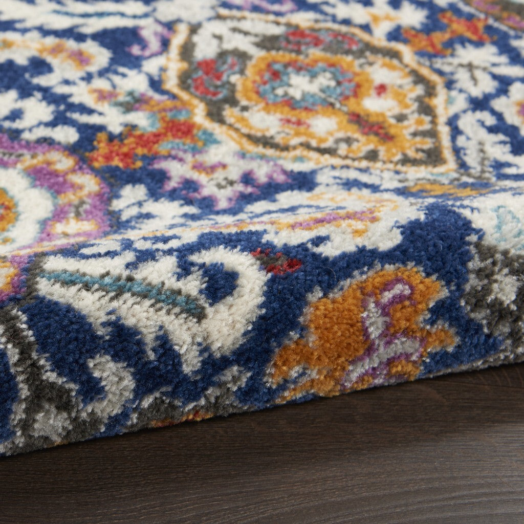 2' X 3' Blue And Gold Intricate Scatter Rug
