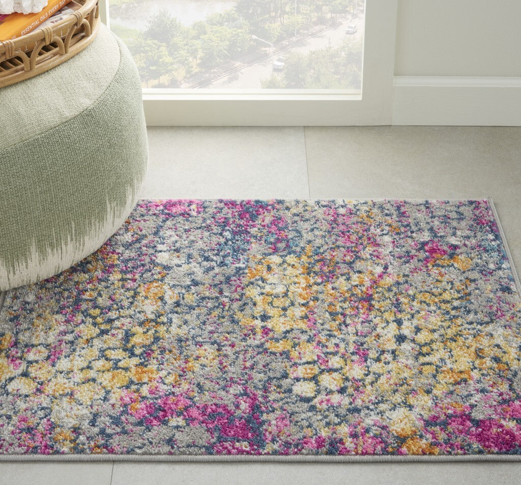 2' X 3' Yellow And Pink Coral Reef Scatter Rug