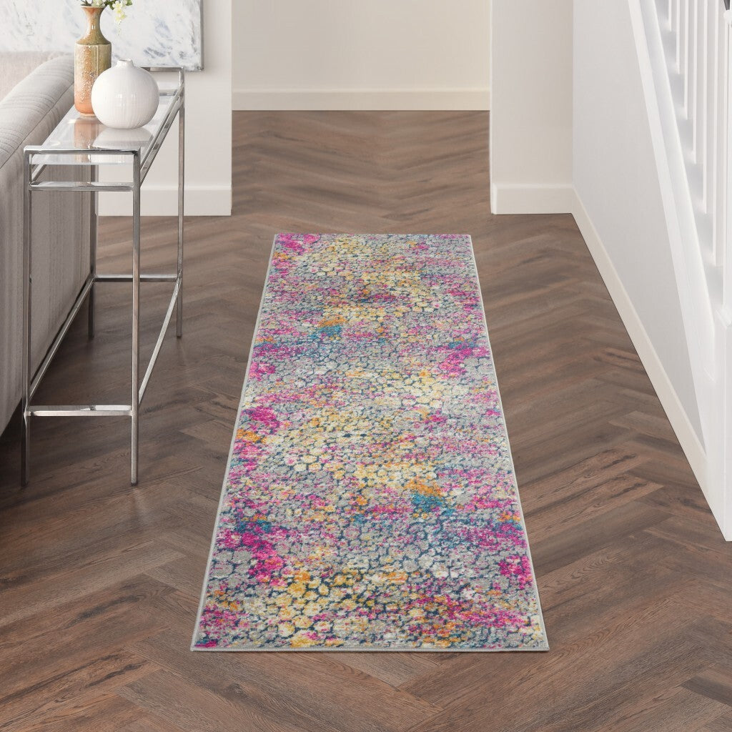 2' X 6' Yellow And Pink Coral Reef Runner Rug