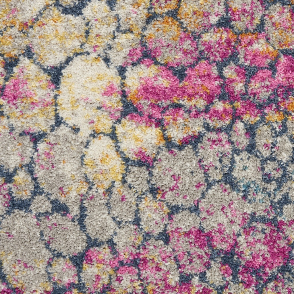 2' X 6' Yellow And Pink Coral Reef Runner Rug