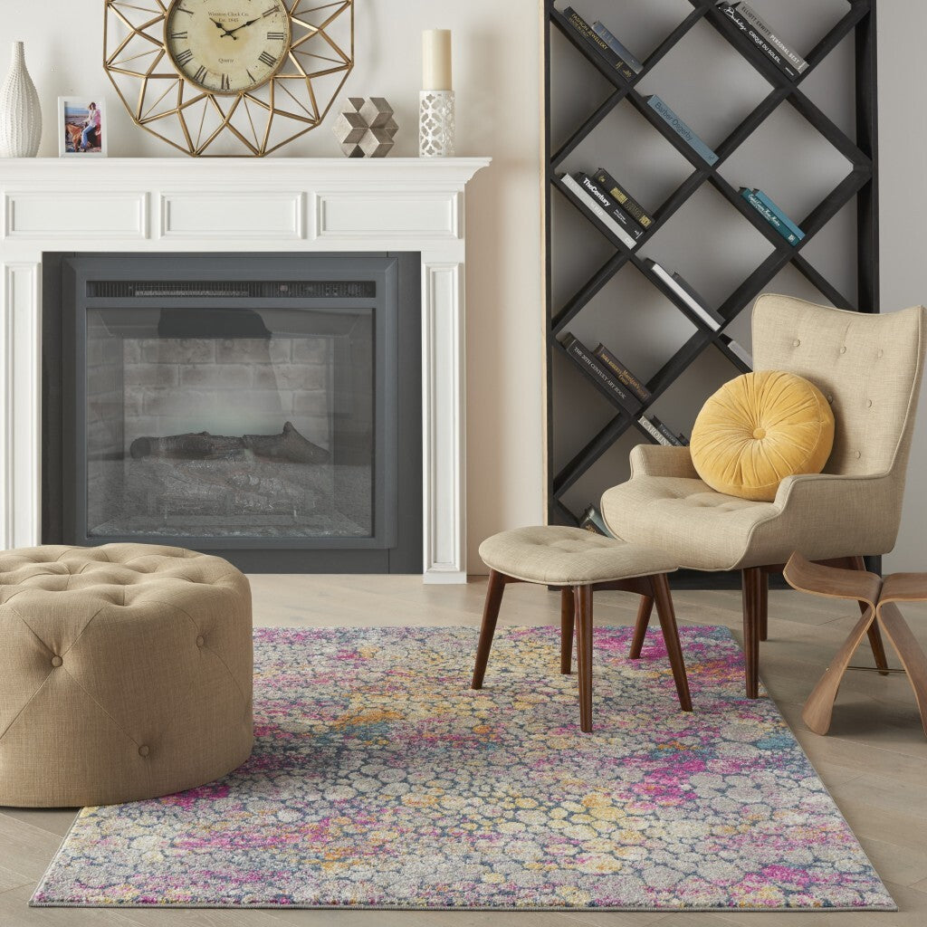 4' X 6' Yellow And Pink Coral Reef Area Rug