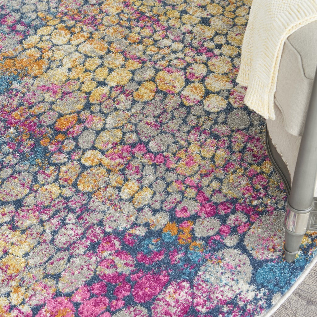 4' Round Yellow And Pink Coral Reef Area Rug