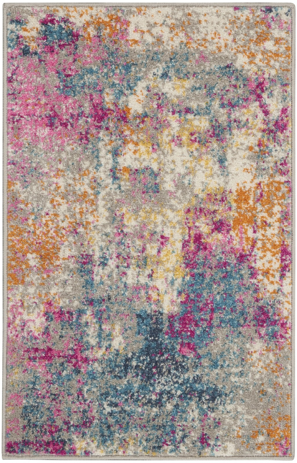 2' X 3' Ivory And Multi Abstract Scatter Rug
