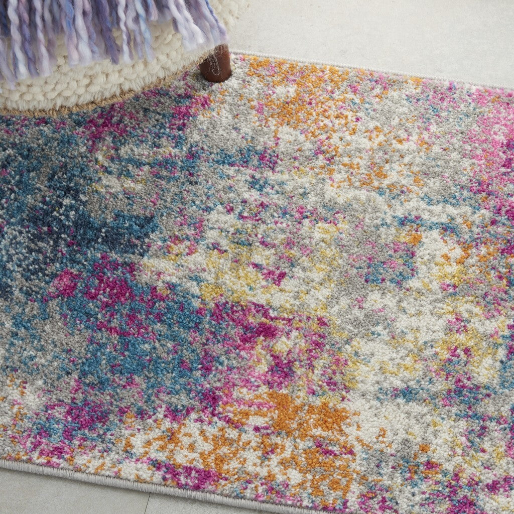 2' X 3' Ivory And Multi Abstract Scatter Rug