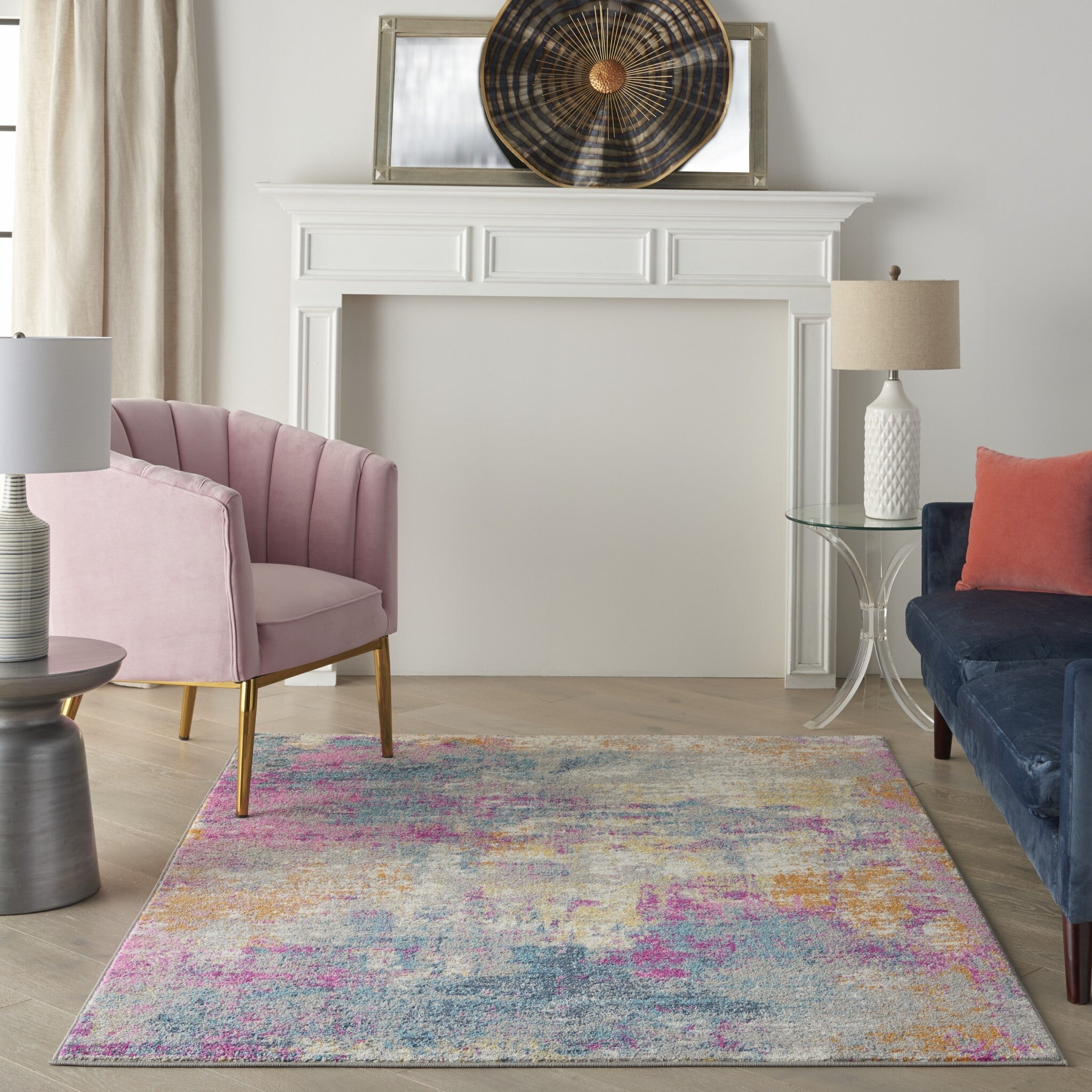 4' X 6' Ivory And Multi Abstract Area Rug
