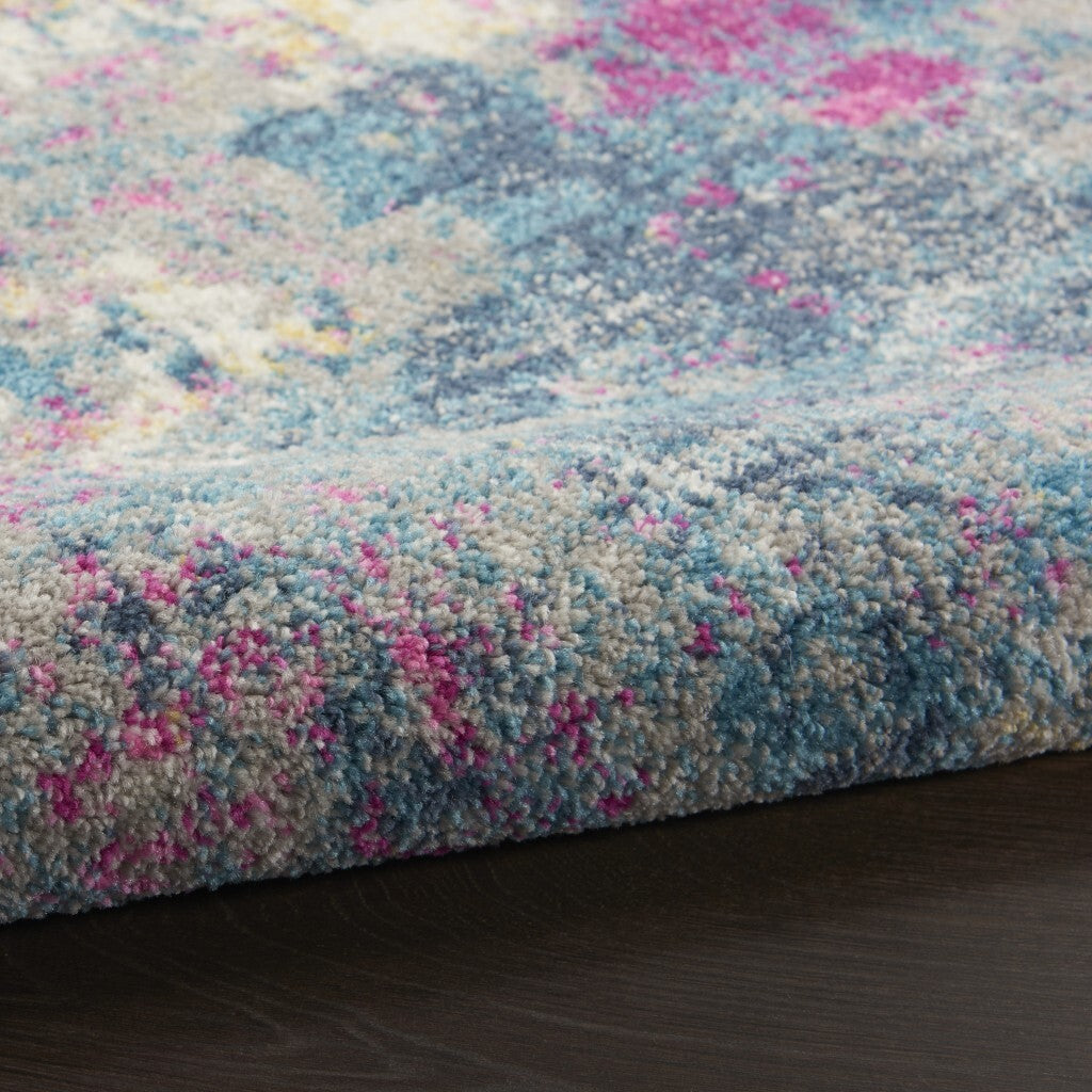 4' Round Ivory And Multi Abstract Area Rug