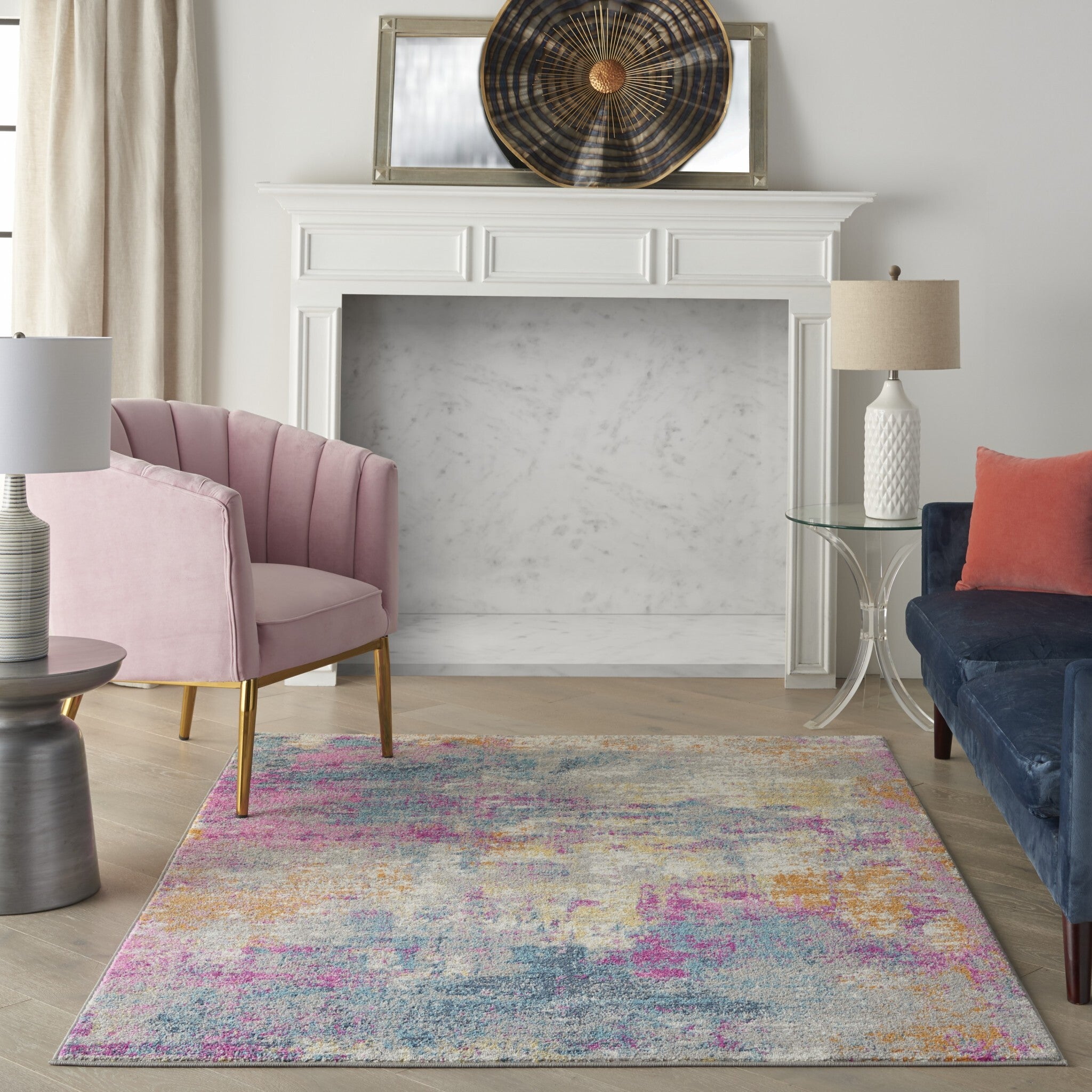 5' X 7' Ivory And Multi Abstract Area Rug