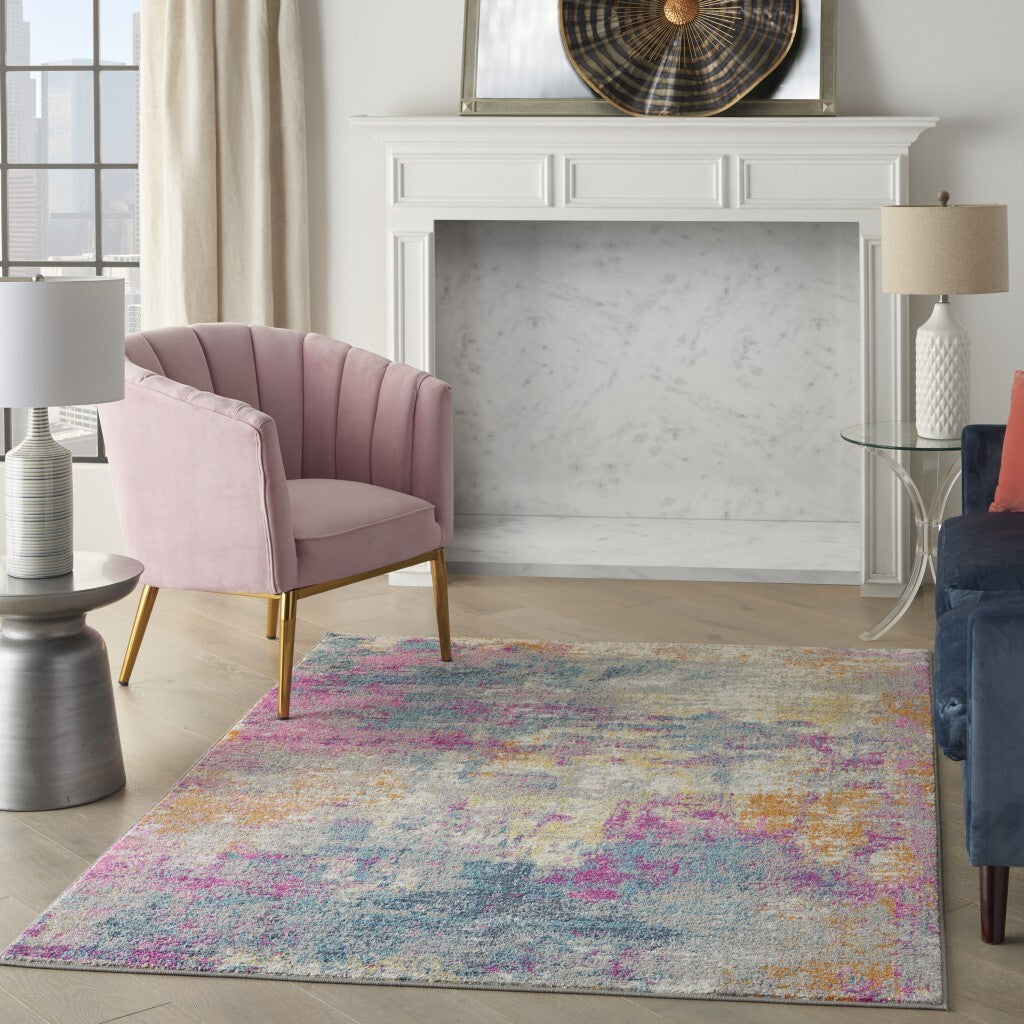 5' X 7' Ivory And Multi Abstract Area Rug