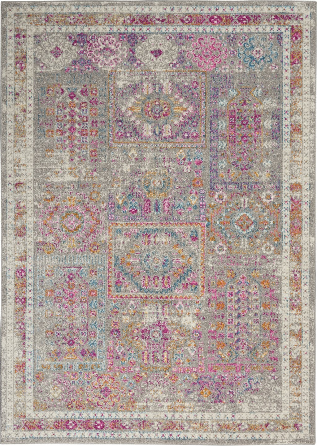 5' X 7' Gray Distressed Ornamental Area Rug