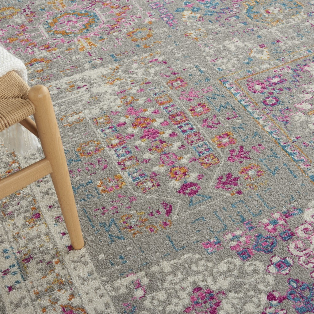 8' X 10' Gray Distressed Ornamental Area Rug