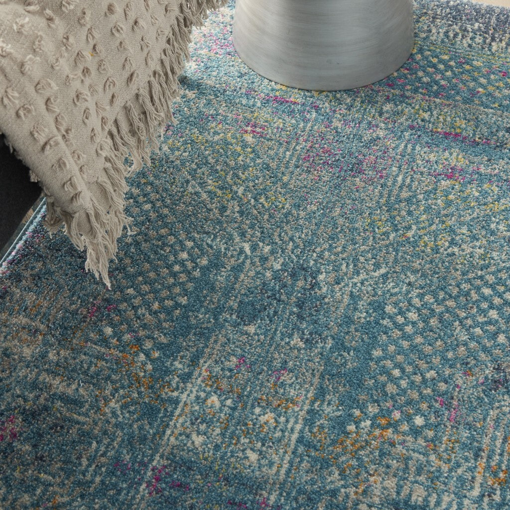 5' X 7' Blue Distressed Medallion Area Rug