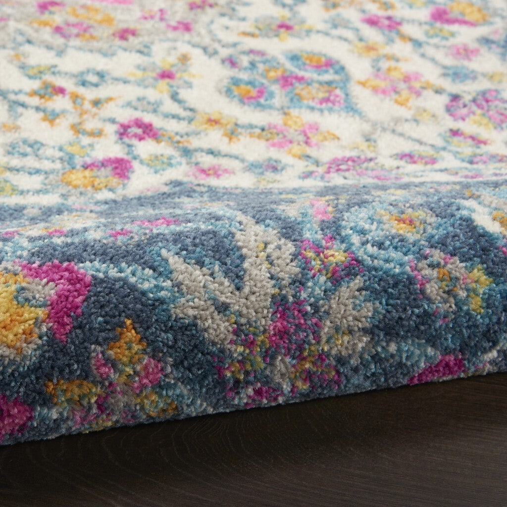 2' X 3' Blue And Pink Medallion Scatter Rug