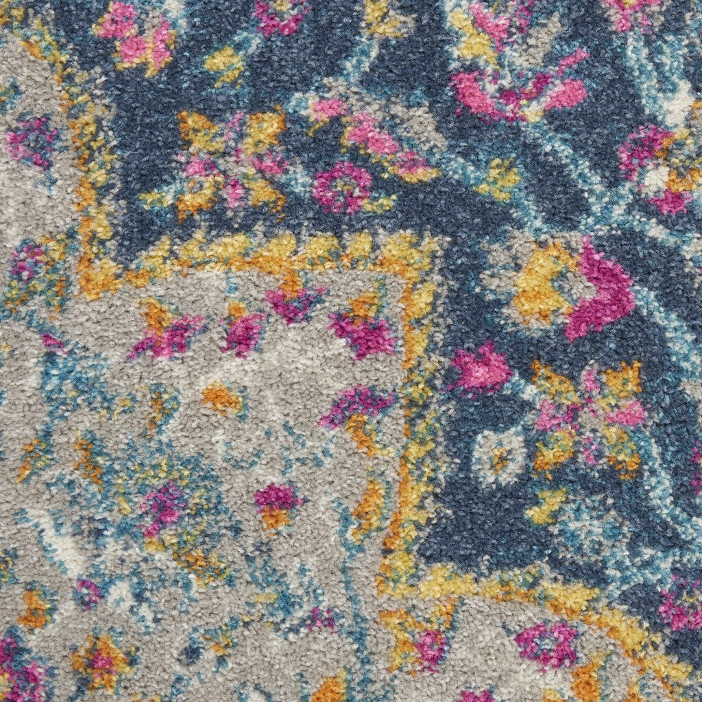 2' X 3' Blue And Pink Medallion Scatter Rug