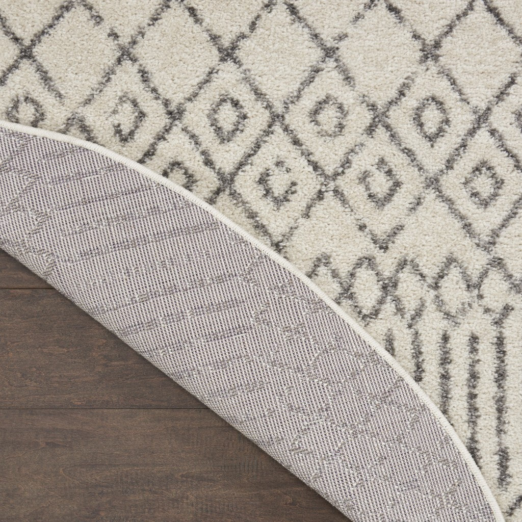 4' Round Ivory And Gray Geometric Area Rug