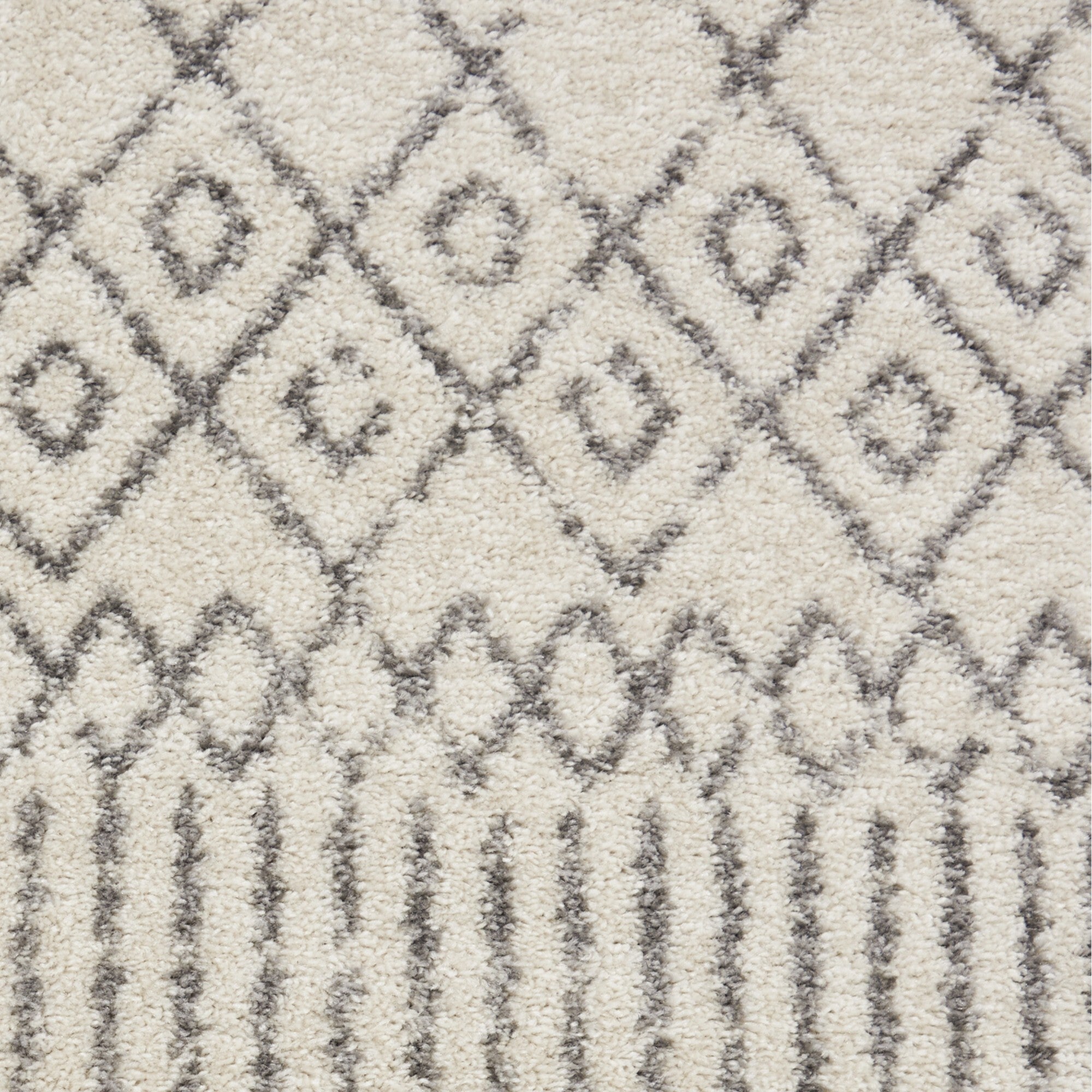 4' Round Ivory And Gray Geometric Area Rug