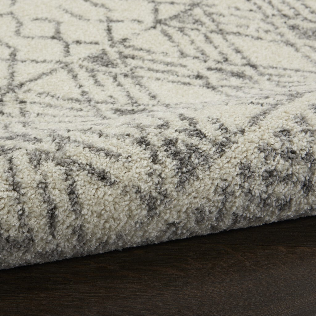 2' X 10' Ivory And Gray Geometric Runner Rug