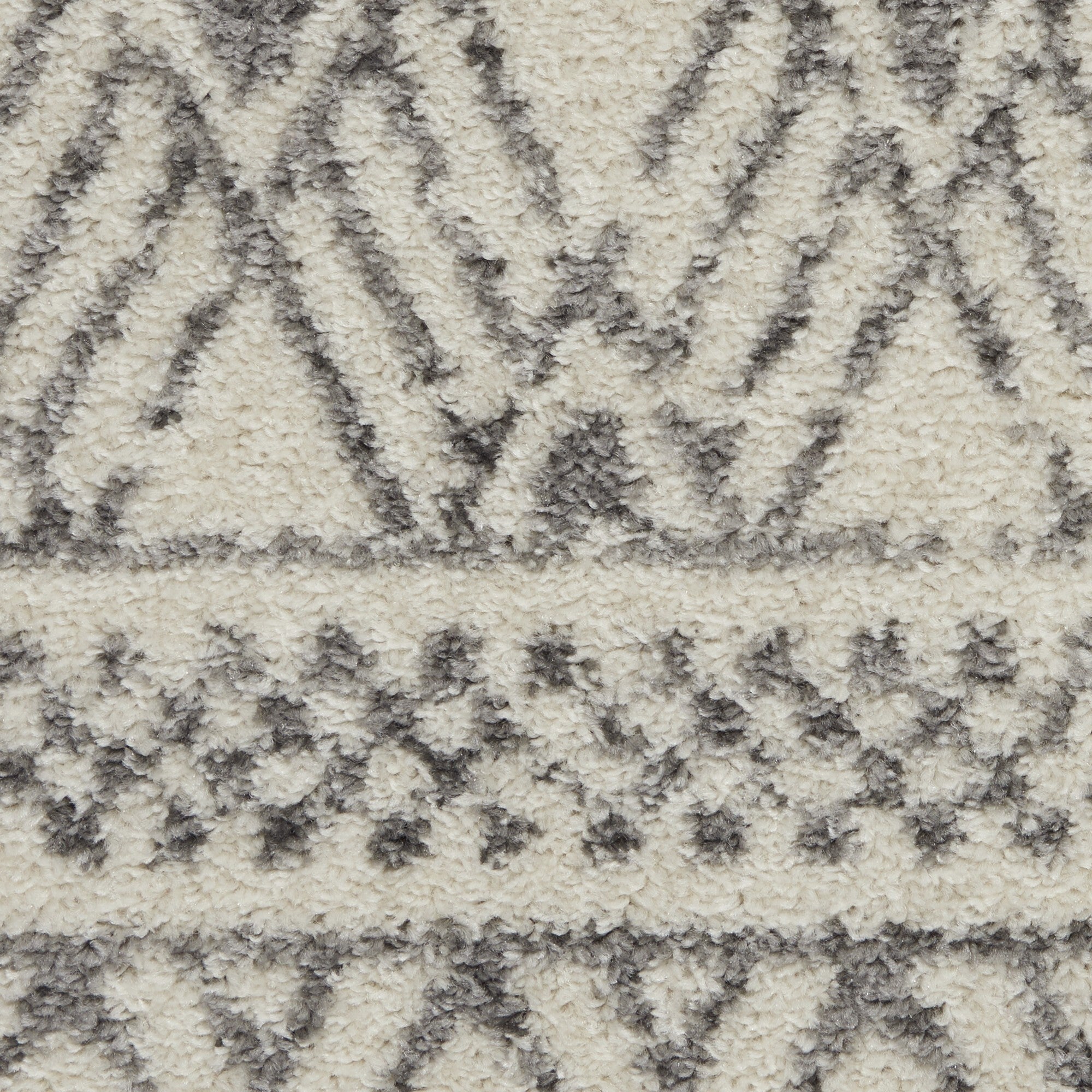 2' X 10' Ivory And Gray Geometric Runner Rug