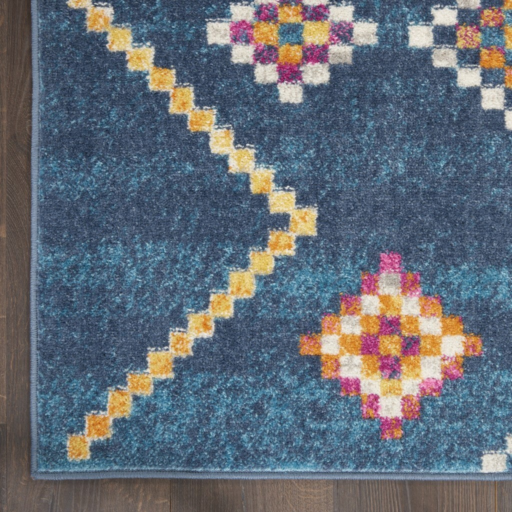 5' X 7' Navy Blue Berber Pattern Area Rug
