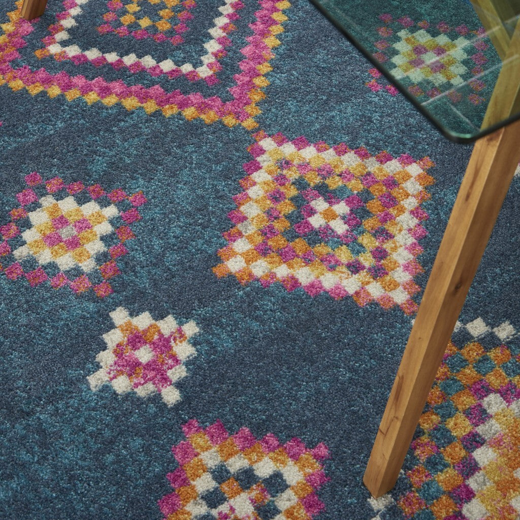 5' X 7' Navy Blue Berber Pattern Area Rug