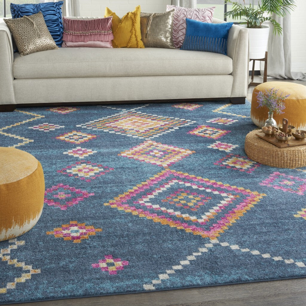 8' X 10' Navy Blue Berber Pattern Area Rug