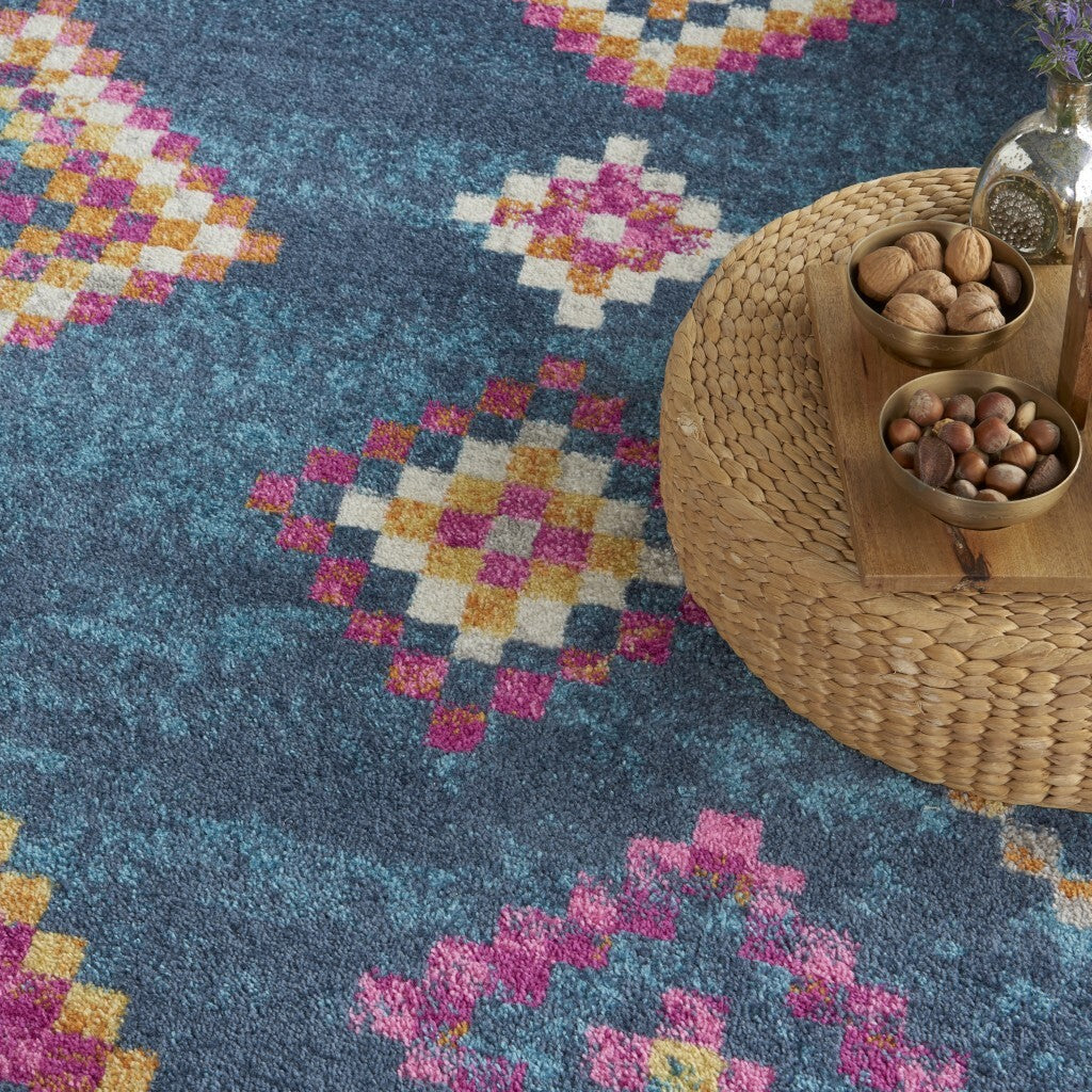8' X 10' Navy Blue Berber Pattern Area Rug