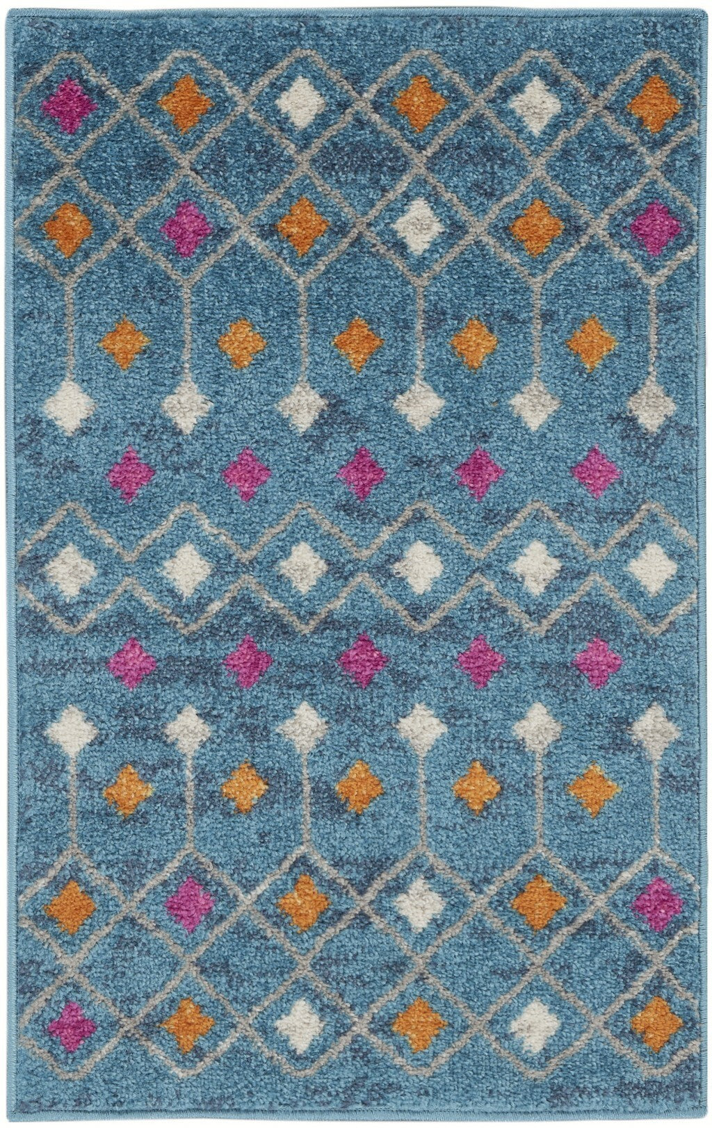 2' X 3' Blue Jewels Geometric Scatter Rug