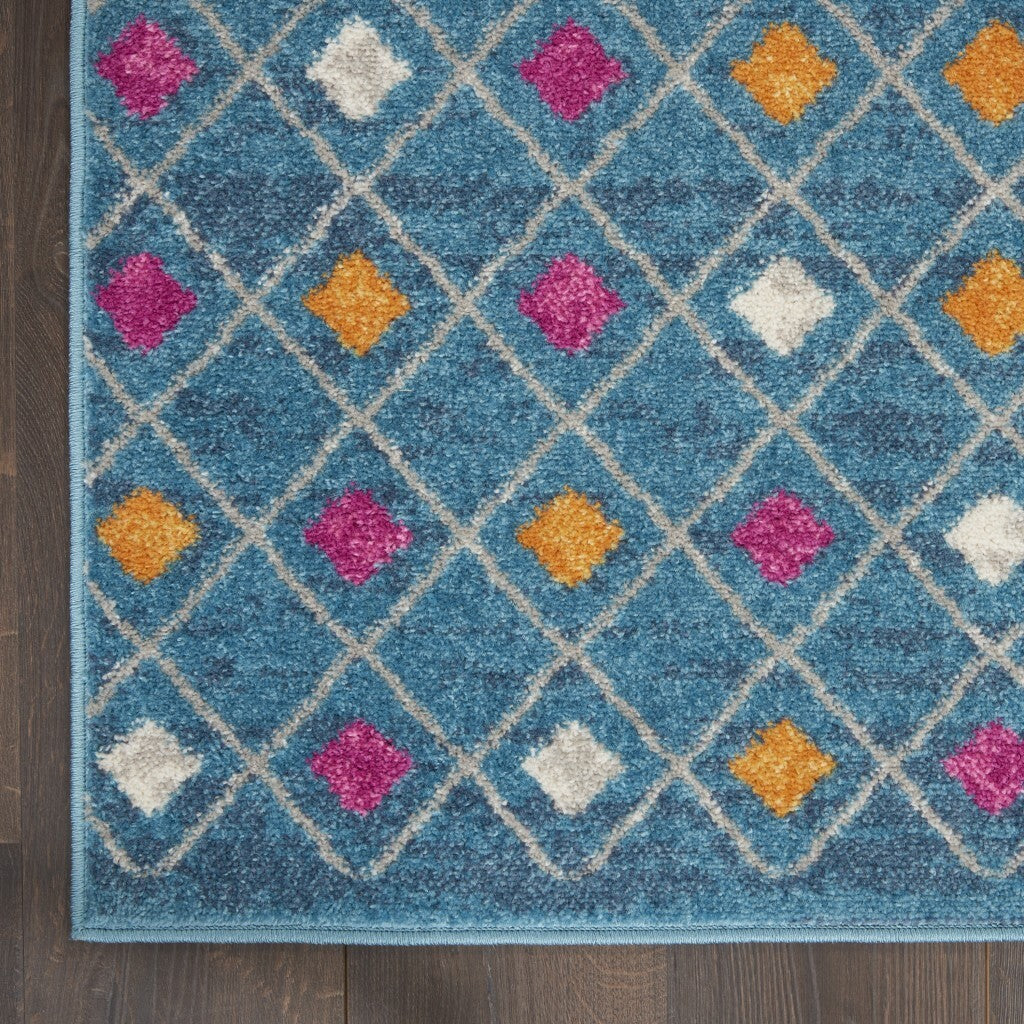 2' X 3' Blue Jewels Geometric Scatter Rug